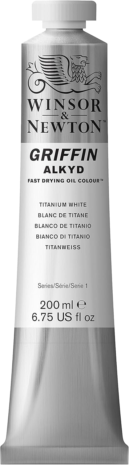 Winsor & Newton Griffin Alkyd Fast Drying Oil Paint, 200ml Titanium White | Professional Artist Quality