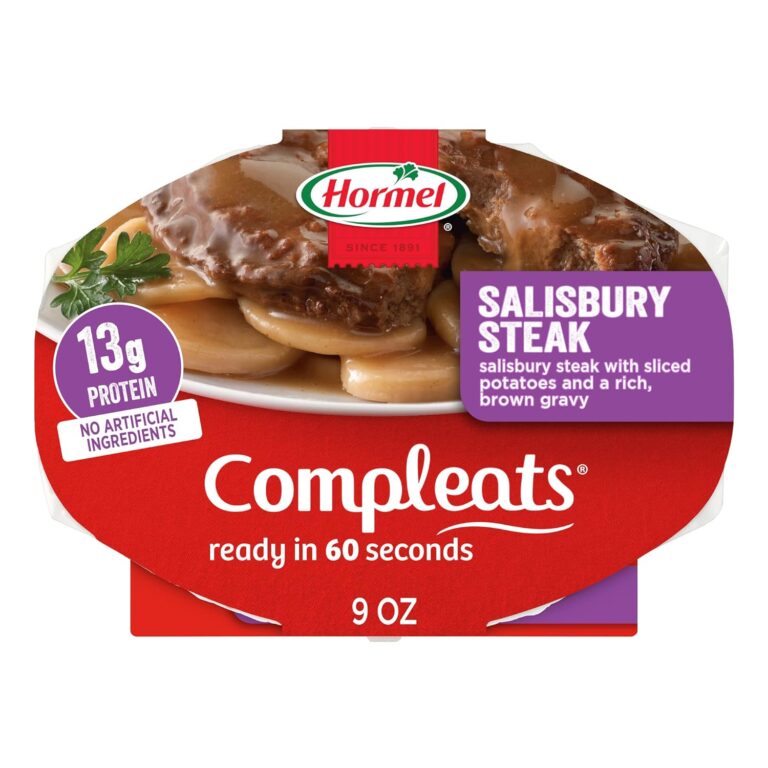 HORMEL COMPLEATS Salisbury Steak Microwave Tray, 9 oz. (6 Pack) – Hearty, Ready-to-Eat Meals