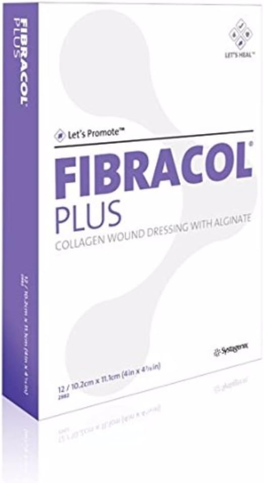 FIBRACOL Plus Collagen Wound Dressing 4×4-3/8, Large (12 Pack) | Advanced Wound Care