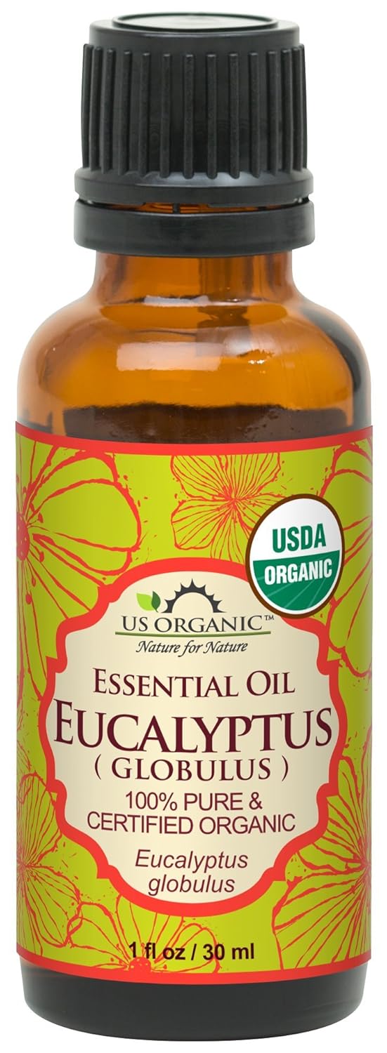 USDA Organic Eucalyptus Essential Oil 100% Pure – Steam Distilled, 30ml with Euro Dropper for Aromatherapy & Wellness