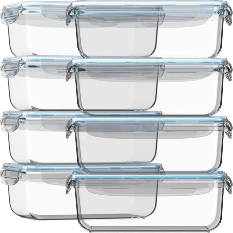 Razab 16 Pc Glass Meal Prep Containers (8 Containers + Lids) – 30 Oz Airtight, Leakproof, Freezer to Oven Safe