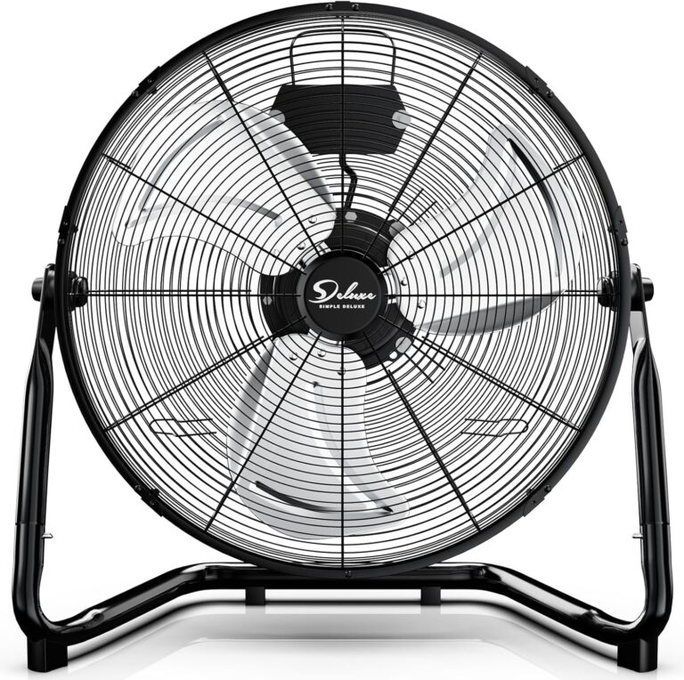 Simple Deluxe 12″ High Velocity Floor Fan – 3-Speed All-Metal Fan for Home, Bedroom & Office Cooling