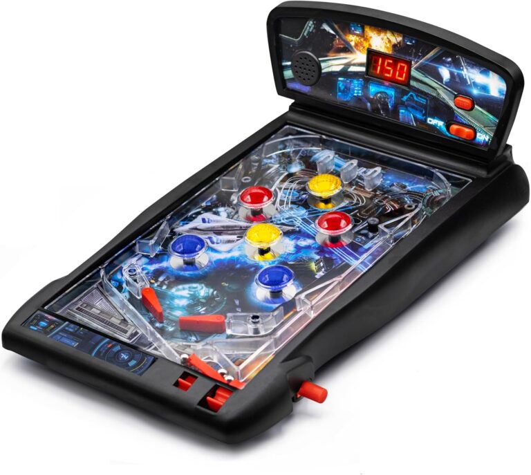 New Era Pinball Game Black: Interactive Arcade Machine for Kids & Adults | LED Lights, Sounds & Scoring | Perfect Gift