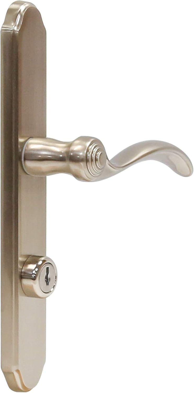 Larson Certified Storm Door Revere Mortise Handle Set in Brushed Nickel | Keyed Deadbolt Replacement