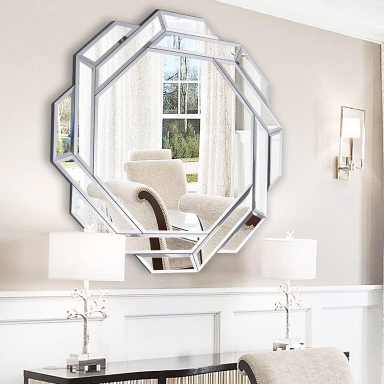 Chende 32×32 Inch Large Wall Mirror with Beveled Edge for Living Room, Entryway, Fireplace & Bathroom Decor