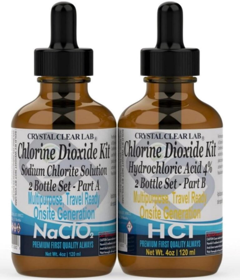 Crystal Clear Lab Chlorine Dioxide Kit | 8oz HCl & Sodium Chlorite Solution Set for Water Treatment & Disinfection
