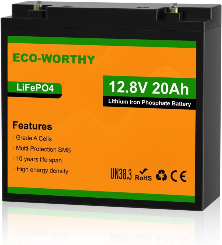 ECO-WORTHY 12V 20Ah LiFePO4 Battery: 4000+ Deep Cycles for Trolling Motor, Solar, Camping & Marine Electronics