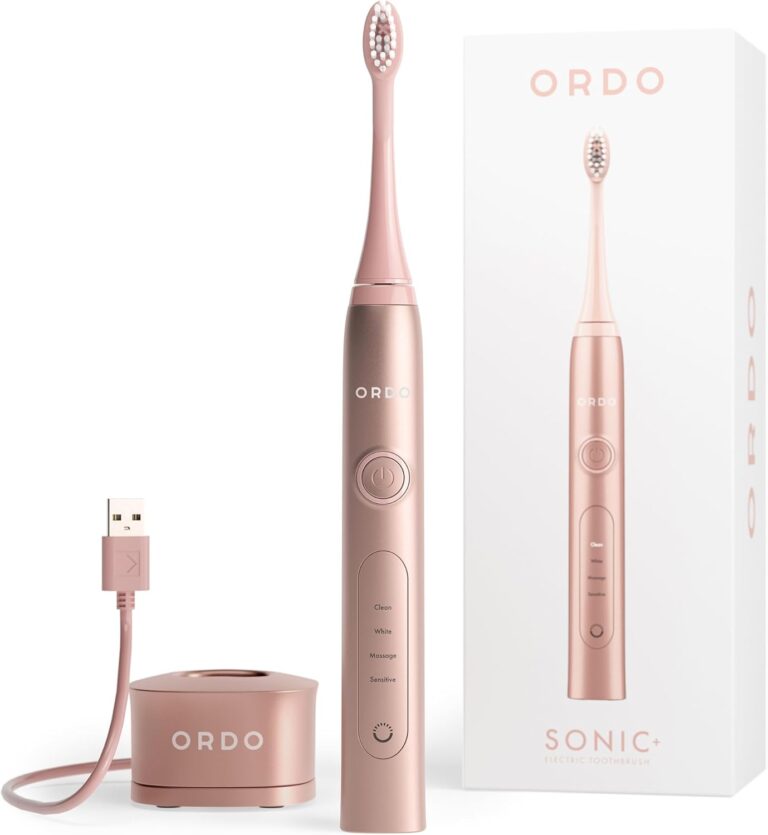 ORDO Sonic+ Electric Toothbrush for Adults: Advanced Smart Tech, 4 Modes, 4+ Week Battery, Rose Gold