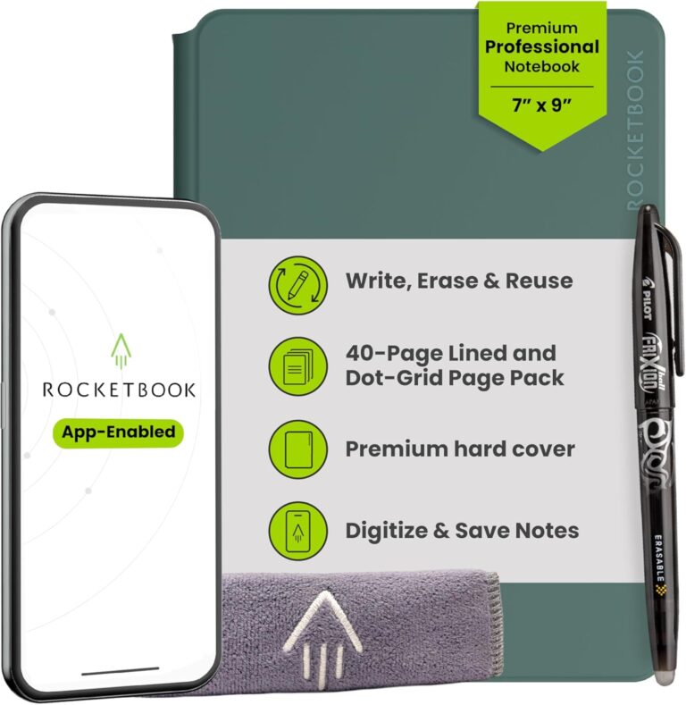 Rocketbook Pro Smart Reusable Notebook: Lined & Dotted Pages for Work, Business Meetings | Executive 7×9