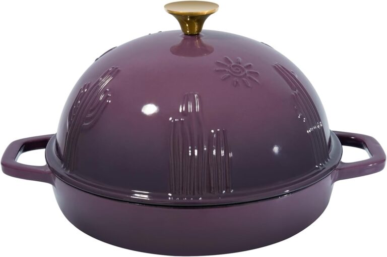 Magenta Enameled Cast Iron Bread Oven with Cloche Lid | 9.8 Inch Dutch Oven for Sourdough Baking