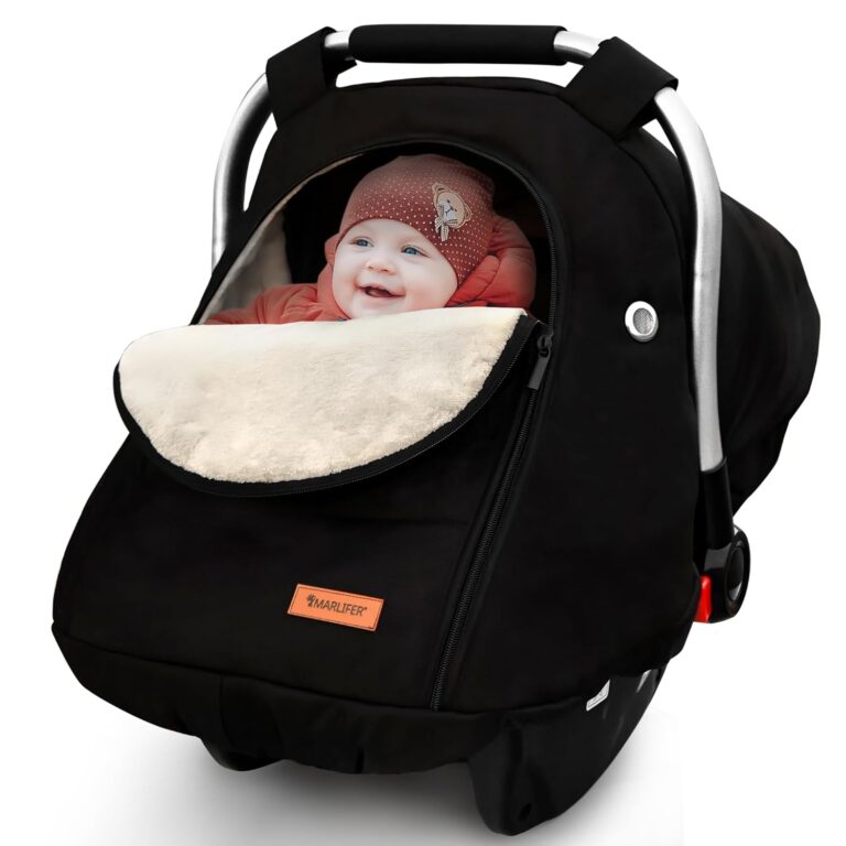 Waterproof Winter Baby Car Seat Cover – Cozy & Warm Universal Infant Car Seat Canopy for Cold Weather (Black)