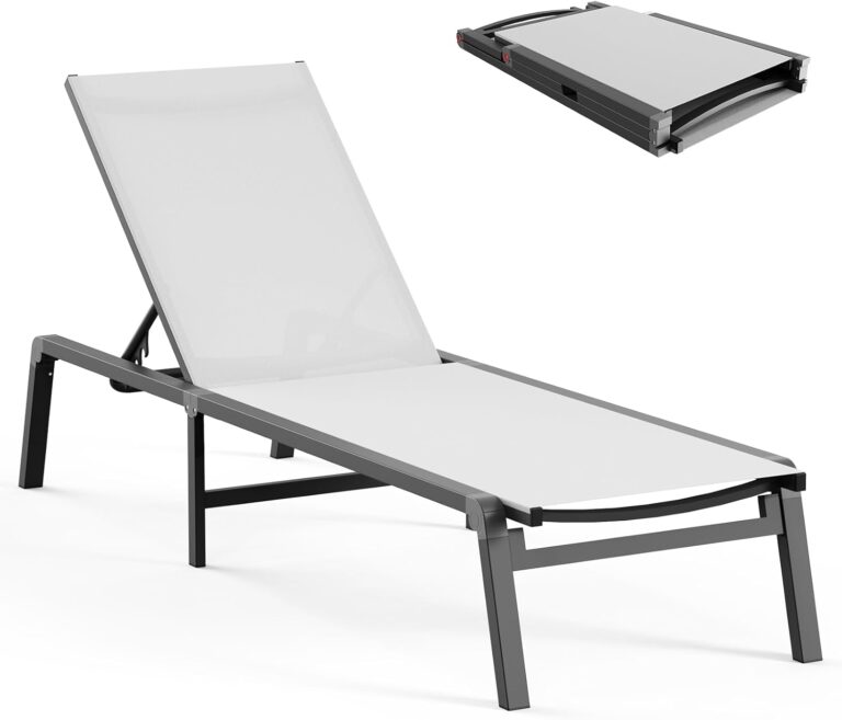 White Aluminum Chaise Lounge: Foldable, Assemble-Free Outdoor Chair with 5 Adjustable Backrest for Pool, Patio & Beach
