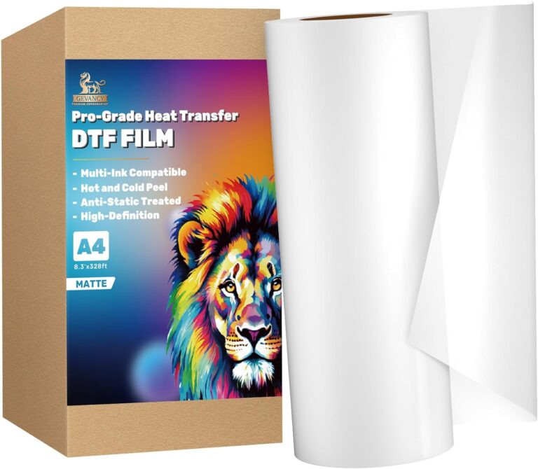 DTF Transfer Film Roll 8.3in x 328ft – Matte PET Film for L800, L805, XP600, L1800 Printers | Hot & Cold Peel