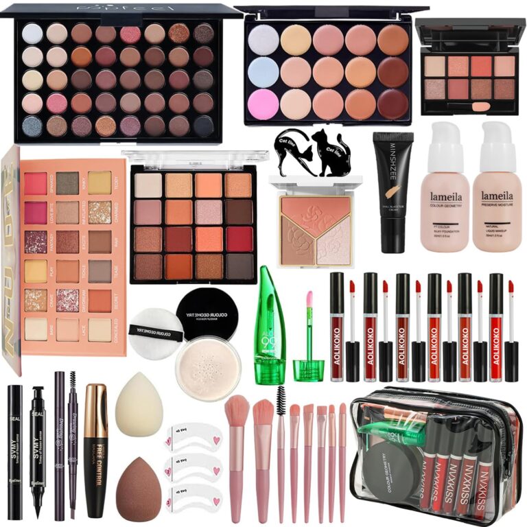 All-in-One Makeup Kit for Women: Complete Set with Eyeshadow, Foundation, Lipstick, Eyeliner, Mascara & Brushes | Perfect Gift