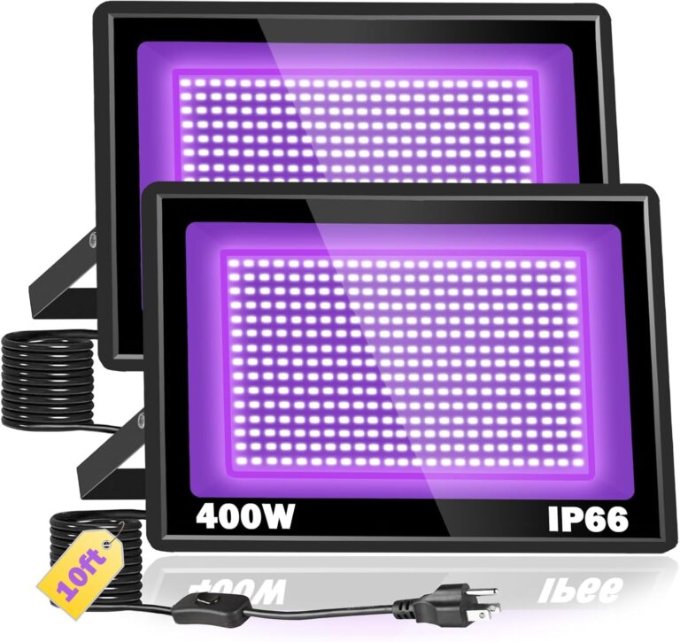 2 Pack 400W LED Black Light Floodlight – IP66 Waterproof Outdoor Halloween, Glow Party & Stage Lighting