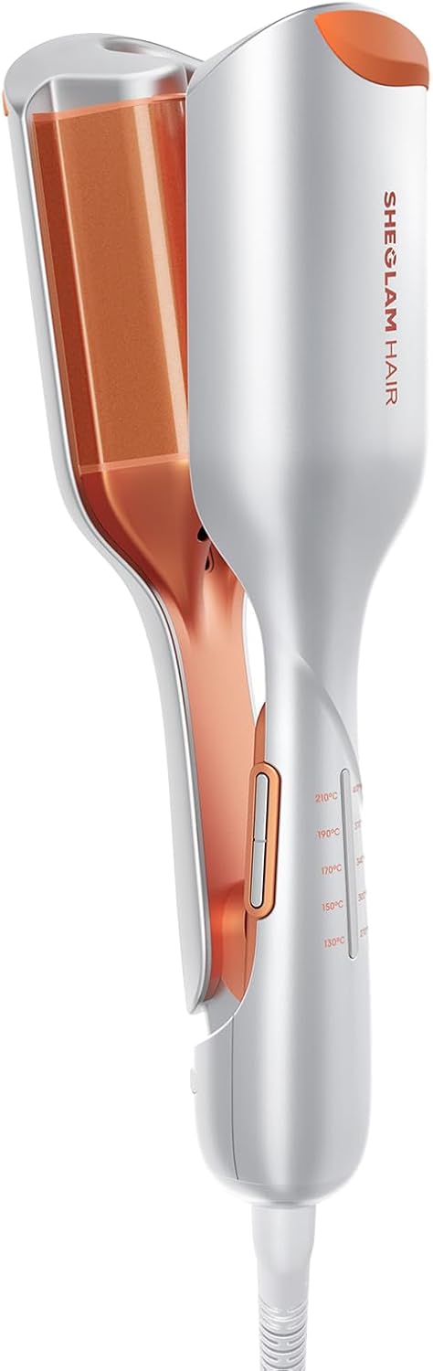 SHEGLAM Hair Beach Babe Waver: 2 Barrel 1″ Crimper with Timer & Adjustable Temp for Effortless Waves