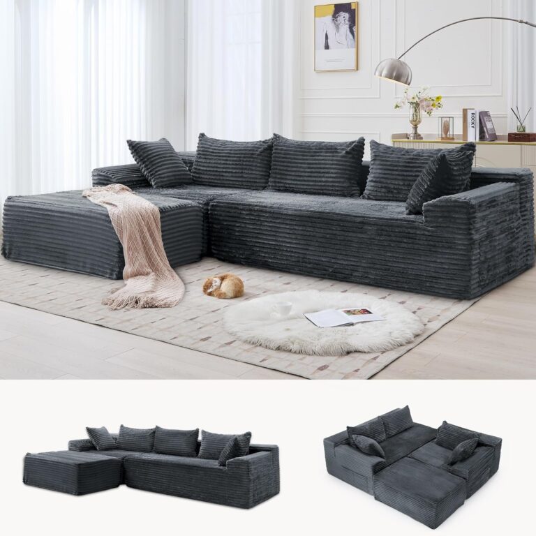 110″ Modular Sectional Sofa with L-Shape Chaise | Cloud Couch, Deep Seat Corduroy, No Assembly Required