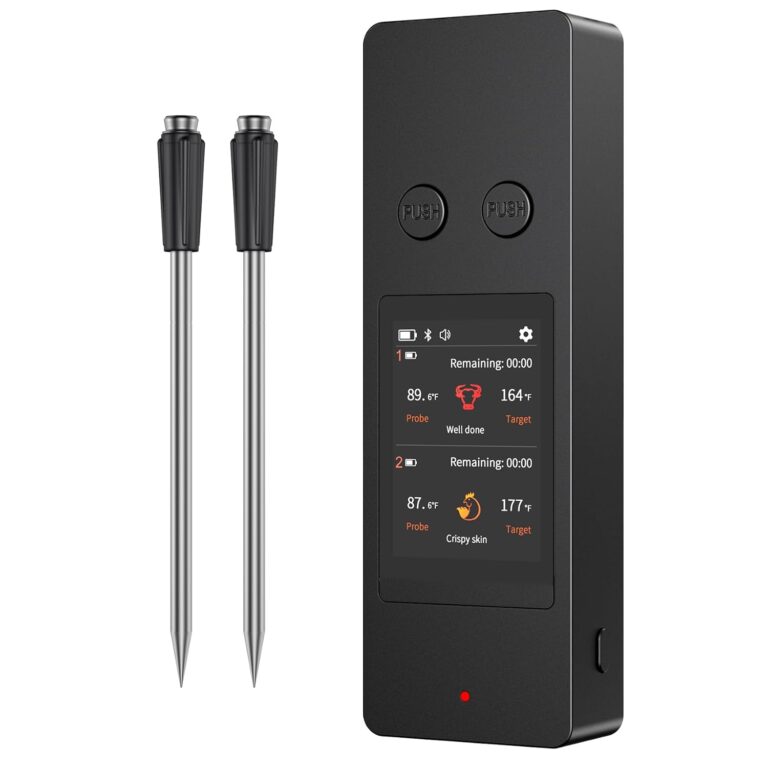 800FT Wireless Meat Thermometer with 2 Ultra-Thin Probes – Large Touchscreen for Oven, BBQ, Smoker