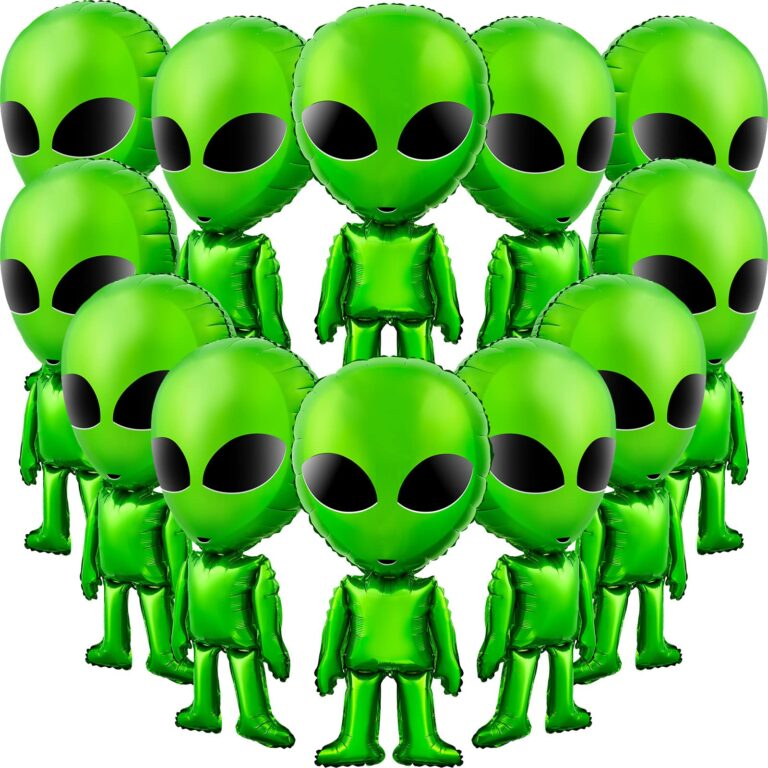 Meooeck 12 Pcs Jumbo 31.5 Inch Green Alien Balloons for Halloween & Party Decor – Space Birthday, Trunk or Treat