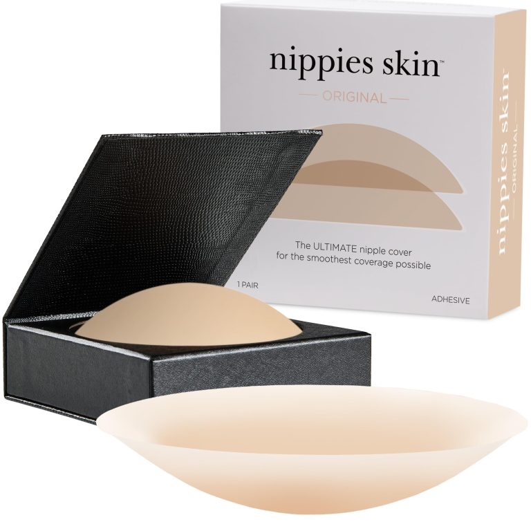Nippies Nipple Covers for Women: Skin-Safe Adhesive Pasties, Invisible Braless Solution, Reusable Circle Covers with Travel Case, Size 1 (A-