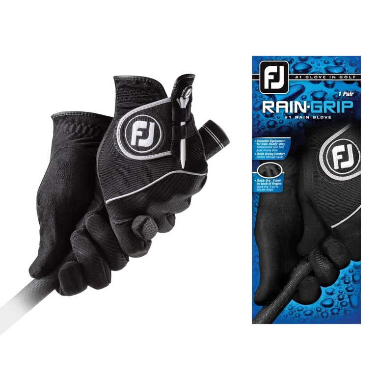 FootJoy Men’s RainGrip Pair Prior Generation Golf Glove: Premier All-Weather Traction & Fit in Black Cadet Medium/Large