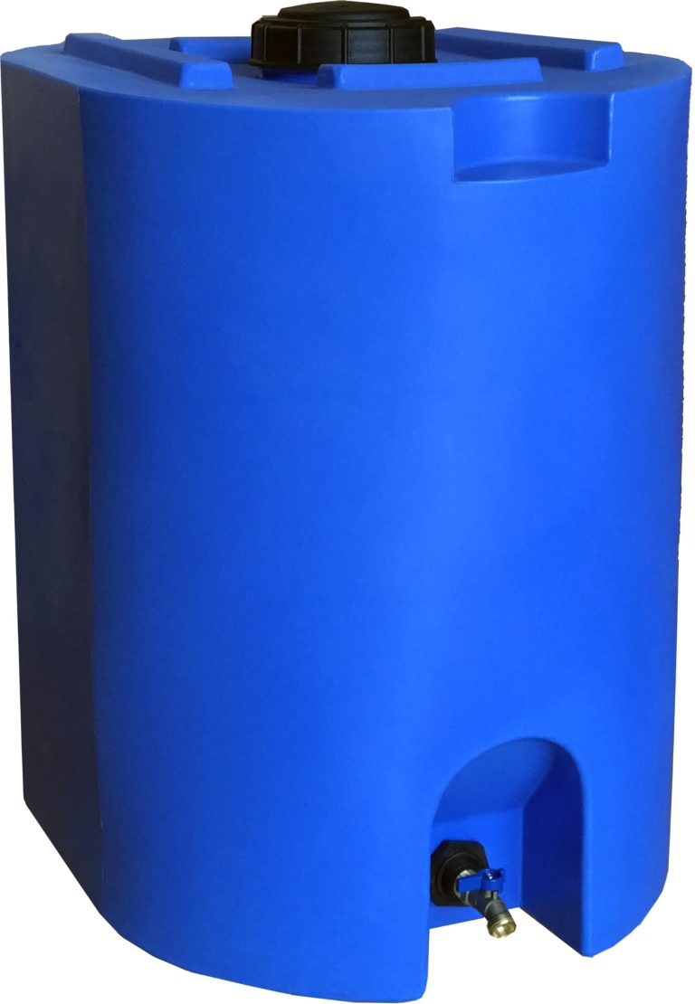 WaterPrepared 55-Gallon Stackable Plastic Drinking Water Storage Tank with Spigots: Portable Emergency Hydration Container for Survival or D