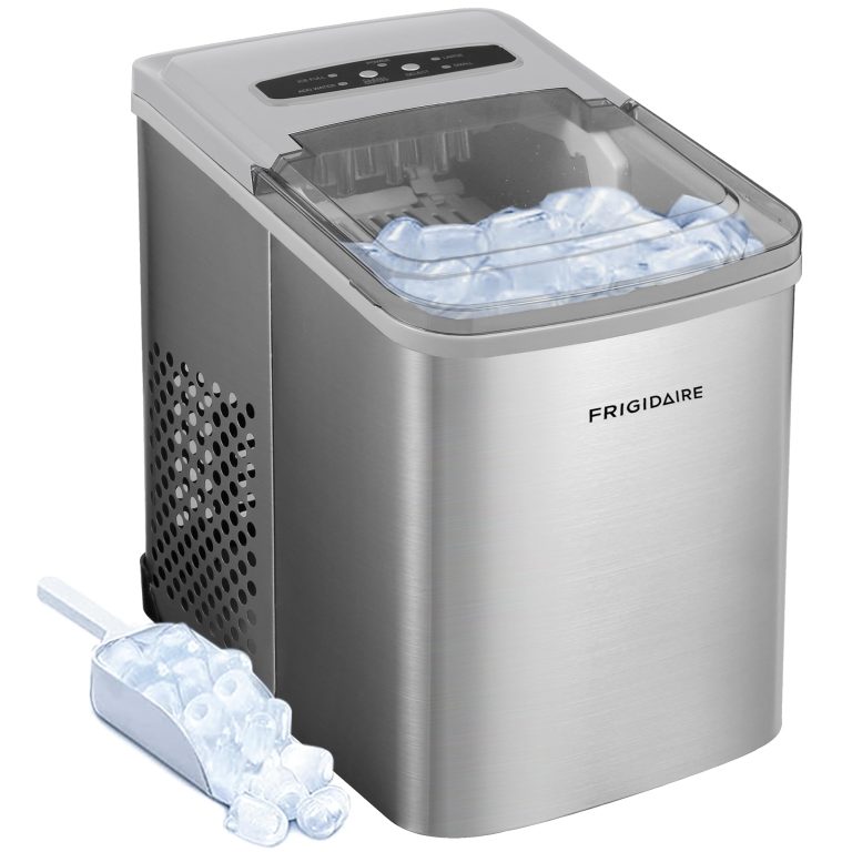 Frigidaire 26 Lbs/24H Portable Ice Maker: Compact Stainless Steel Countertop Machine with Rapid Freeze Technology for Medium-Sized Cubes