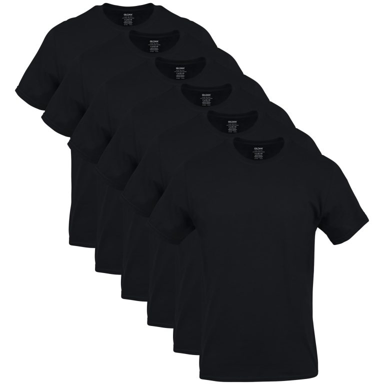 Gildan Men’s Crew T-Shirts Multipack Style G1100: Heavyweight Cotton Tees for Durability and Comfort, Black 6-Pack Large