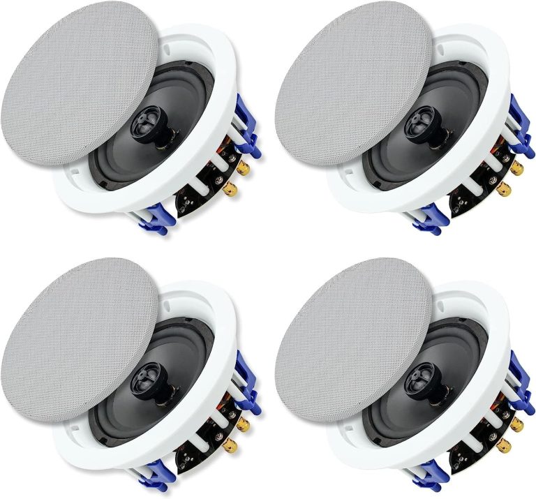 Herdio 6.5 Inch 640 Watts 2-Way Flush Mount Passive Ceiling Speakers (4-Pack) for Whole-Home Office, Kitchen & Living Room Audio
