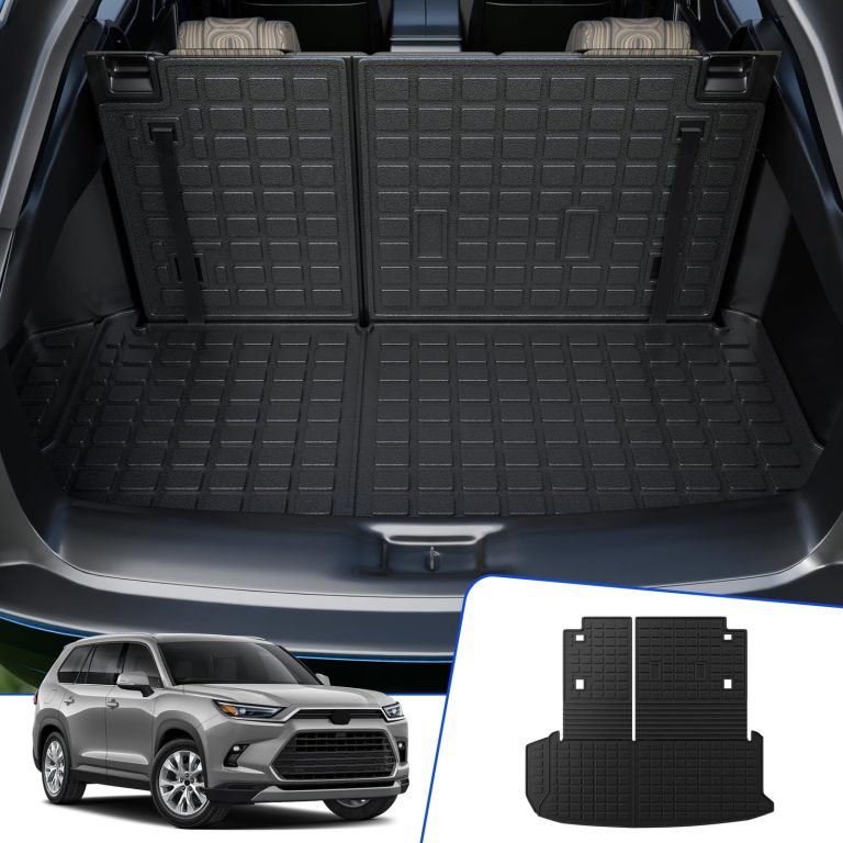 Rongtaod Cargo Mat for 2024-2026 Toyota Grand Highlander: TPE All-Weather Trunk Liner & Backrest Protector, Precision Fit, Heavy-Duty Protec