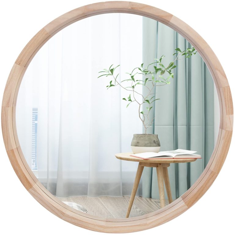 CONGUILIAO 24-Inch Round Mirror: A Simple Wood-Framed Circle Mirror for Bathrooms and Beyond