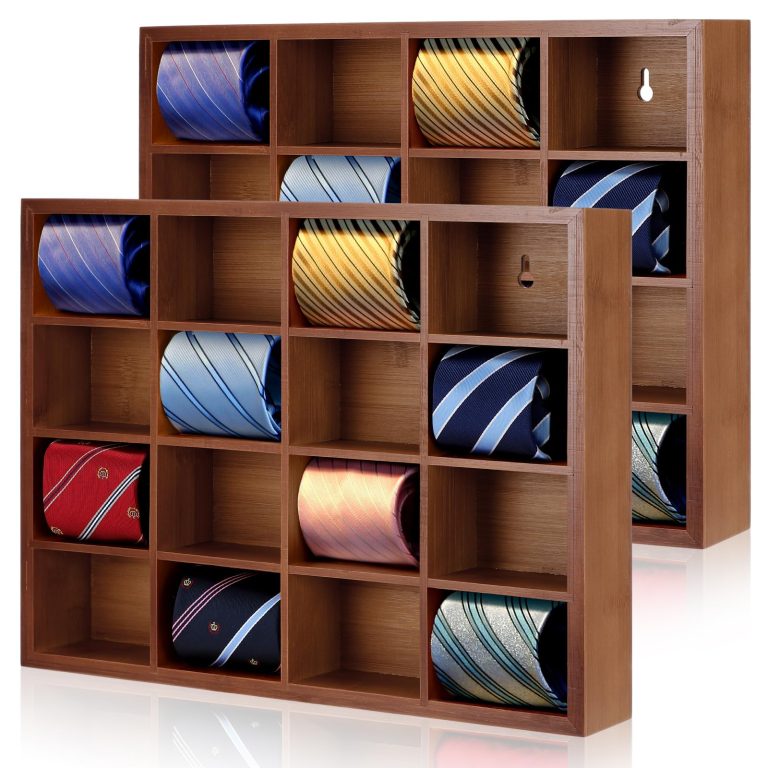 Wesiti Bamboo Tie Rack Wall Mounted Organizer for Closets: A Practical 16-Compartment Storage Solution